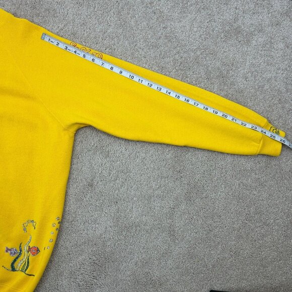 Vintage Hanes Hand Painted Sweatshirt Womens XL Yellow Fish Made in U.S.A Ladies - Picture 11 of 11